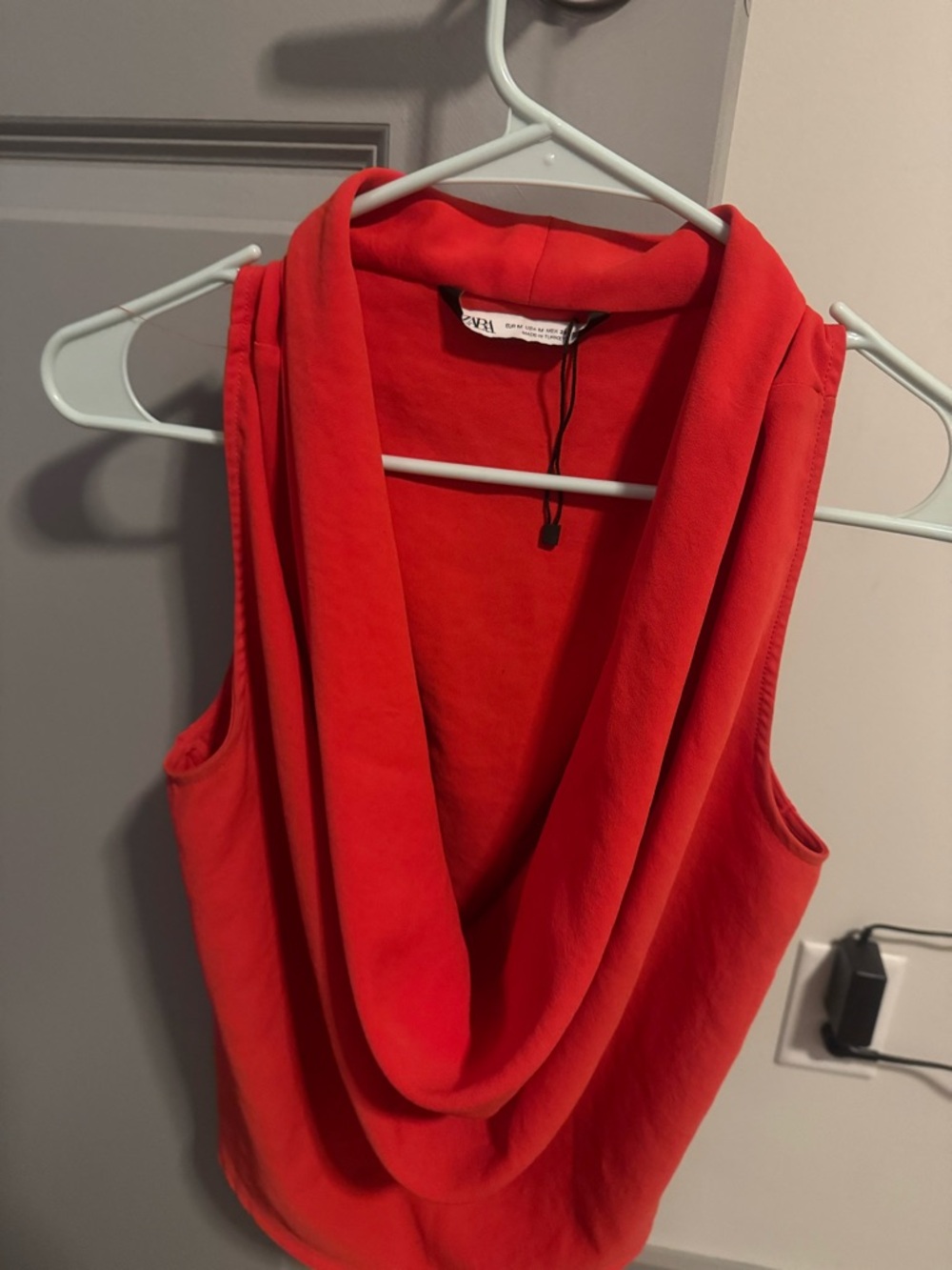 Red Draped Sleeveless Top